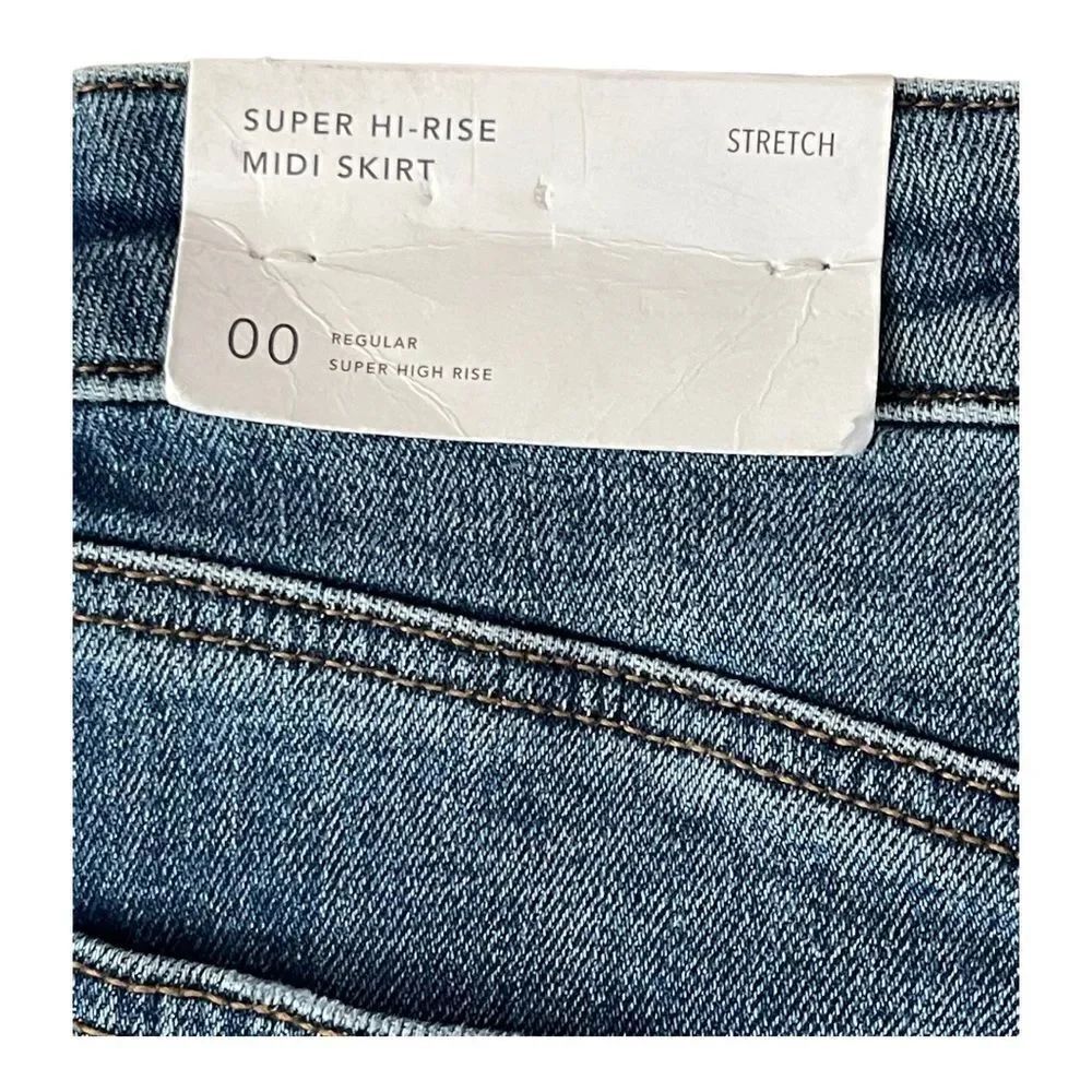 NWT American Eagle Super High Rise MIDI Blue Jean Skirt Size 00 Causal Western - Picture 4 of 5